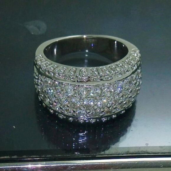 💎925 Silver Plated Luxury Fashionable CZ Wedding Ring, MARR9464 - Picture 1 of 3